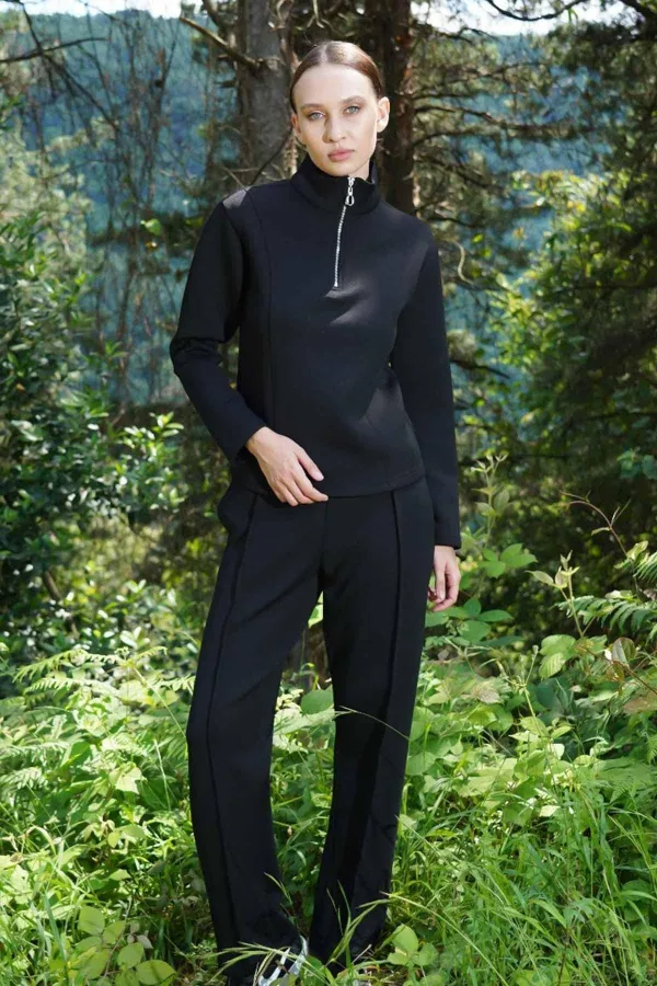 Ensemble de survêtement noir à manches longues pour femme, style égyptien