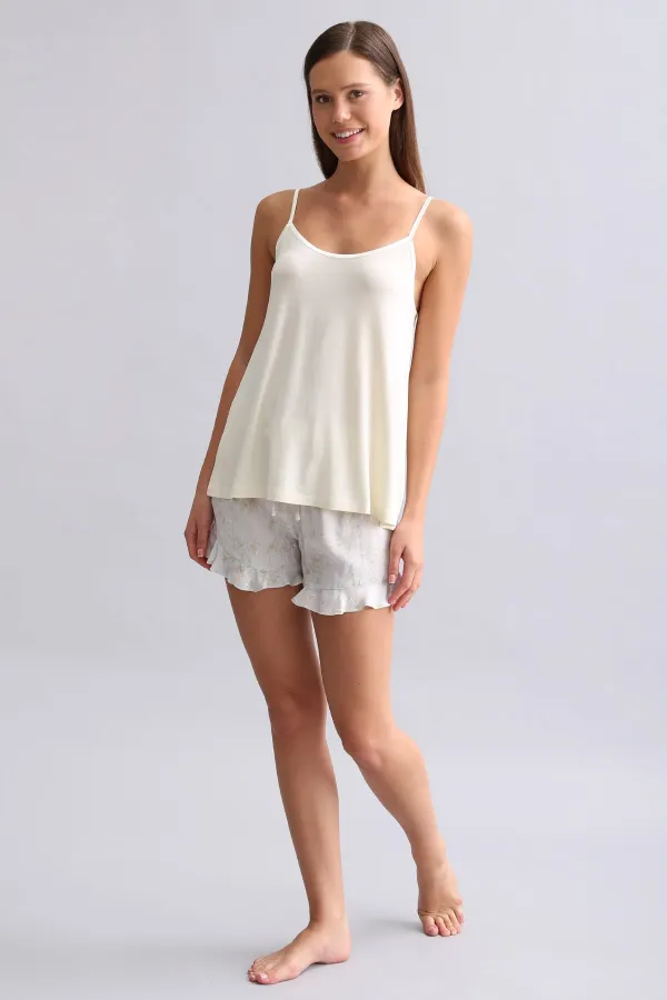 Mısırlı Kadın Saten Mini Şort Gri