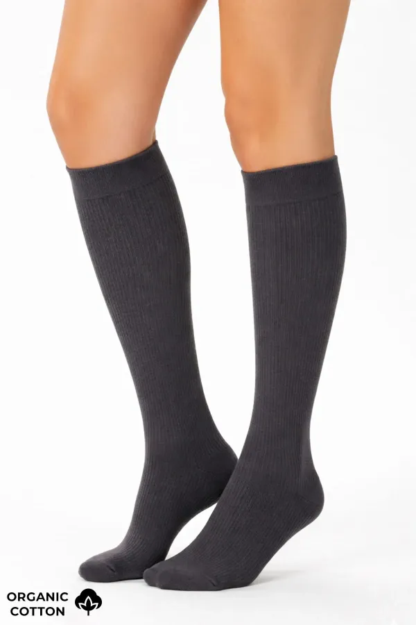 Mısırlı Unisex Organik Pamuk Özel Sıkılaştırıcı Teknolojiyle Uçuş Ve Pilot Diz Altı Çorap Antrasit