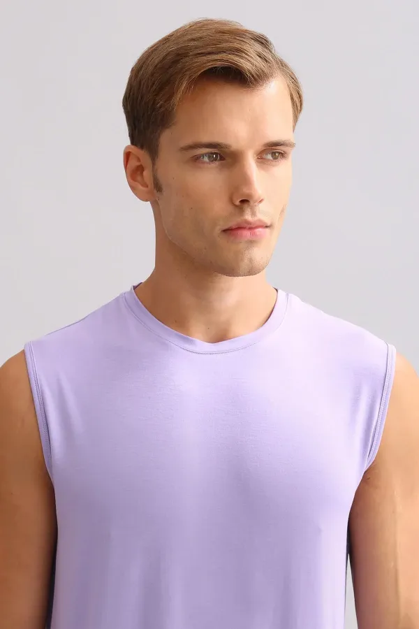 Mısırlı ORGANIC Cotton ZEUS LUXURY Regular Fit Crew Neck Athletic Tank Top/T-Shirt Purple