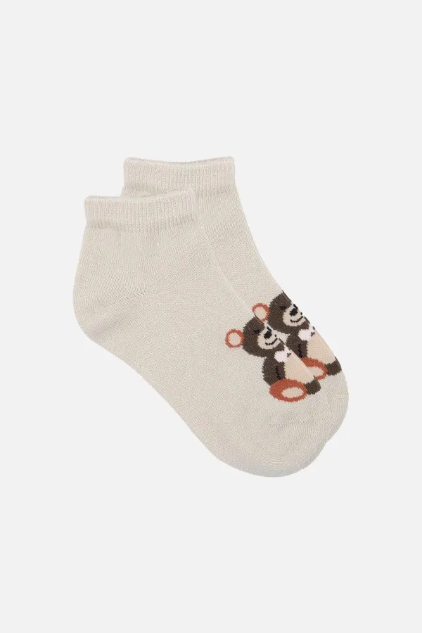 Chaussettes courtes unisexes en coton égyptien, motif ours en peluche, lot de 3 paires pour enfants