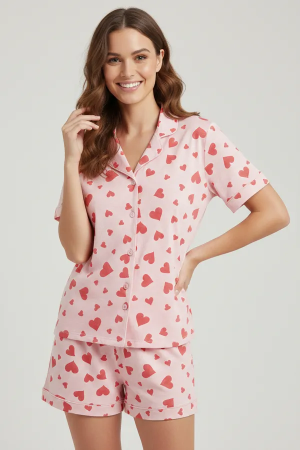 Pamuklu Kısa Kollu Gömlek Şortlu Takım AÇIK SARI