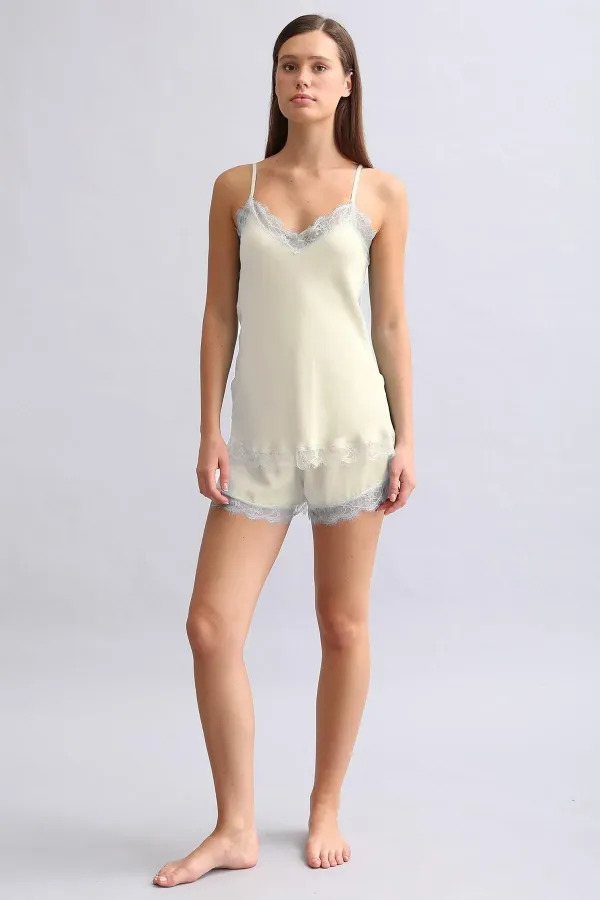 Mısırlı Women's Bamboo Shorts Set, Ecru