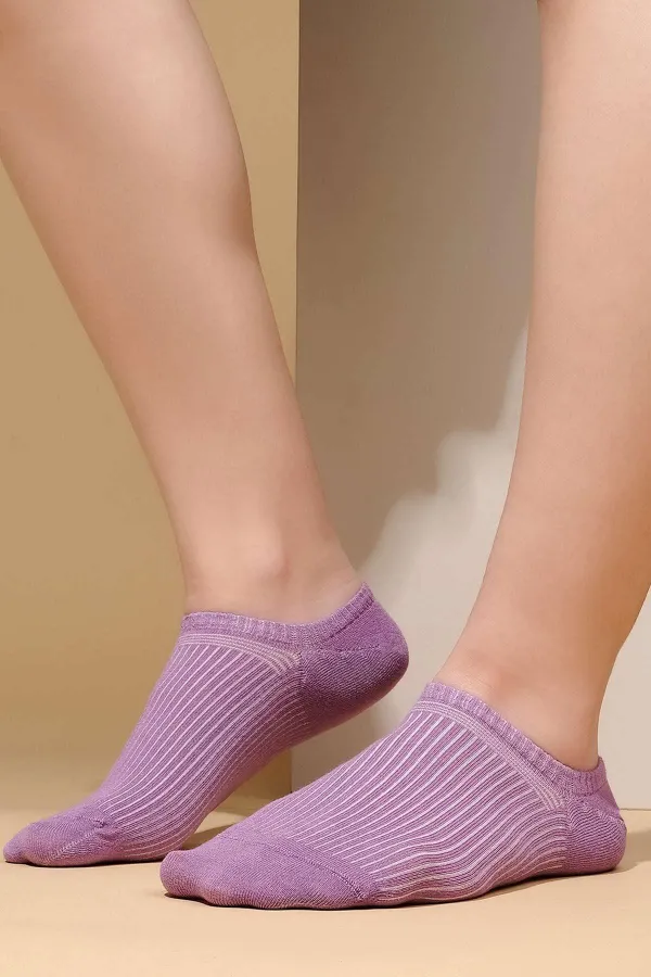 Mısırlı Kadın Bambu Tekli Yazlık No Show Çorap Mor