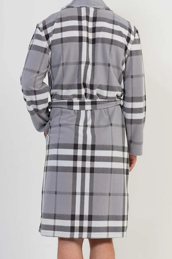 Mısırlı Erkek Polar Uzun Kollu Sabahlık Gri