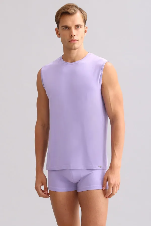 Mısırlı ORGANIC Cotton ZEUS LUXURY Regular Fit Crew Neck Athletic Tank Top/T-Shirt Purple