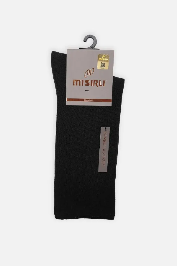 Chaussettes noires pour hommes en bambou, sans élastique, adaptées aux diabétiques.