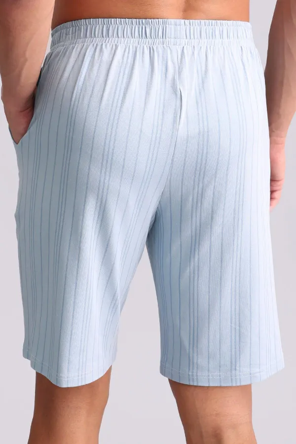 Short de pyjama en bambou bleu pour homme, style égyptien