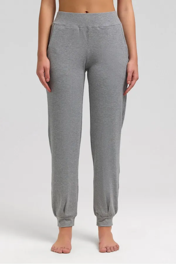Mısırlı Kadın Kaşkorse Jogger Pantolon Gri Melanj