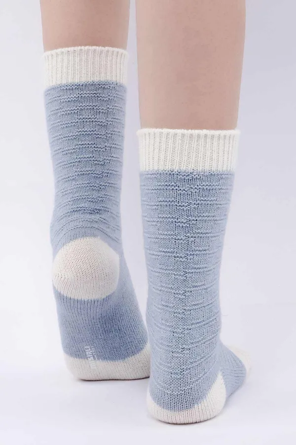 Mısırlı Kadın Koyun Yünü Tekli Soket Çorap Mavi