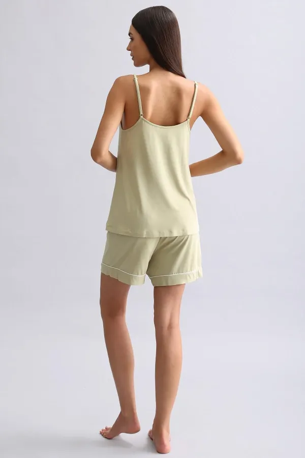 Haut de pyjama à fines bretelles en modal pour femme, vert sauge