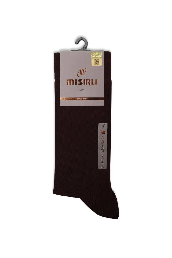 Mısırlı Erkek Organik Pamuklu Tekli Soket Çorap Kahverengi