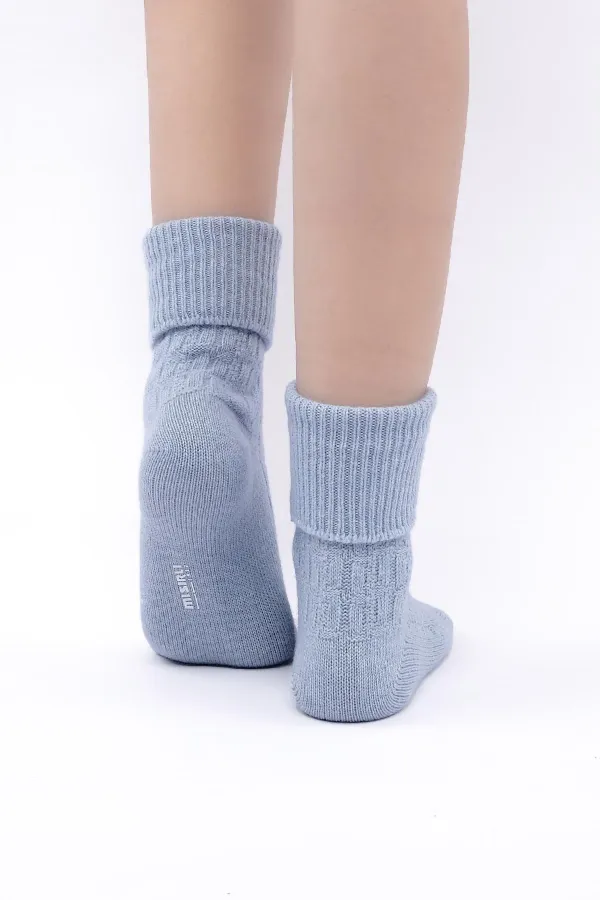 Chaussettes simples incurvées en laine de mouton pour femmes égyptiennes, bleues