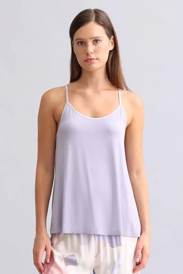 Mısırlı Kadın Bambu Atlet Pijama Üst Violet