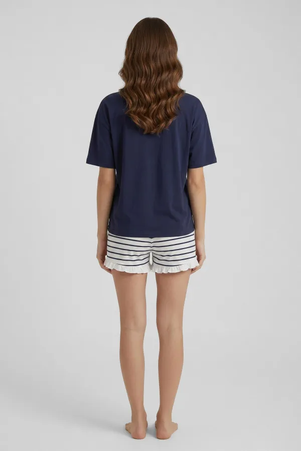 Egyptian Women's Printed Shorts Set Navy Blue Egyptian Women's Printed Shorts Set Navy Blue