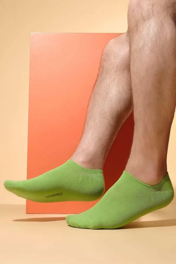 Chaussettes invisibles d'été en bambou pour homme, vertes, de fabrication égyptienne