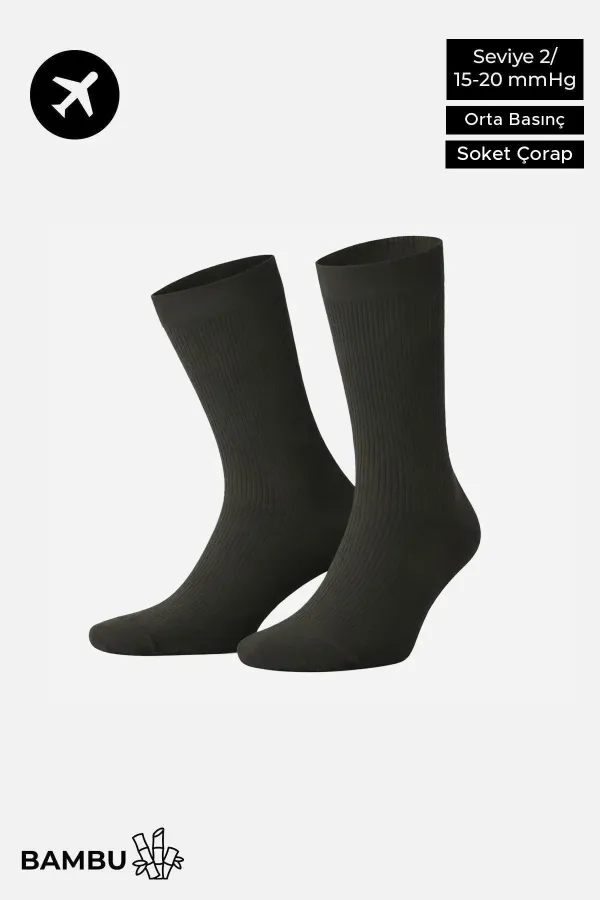 Egyptian Unisex Bamboo Flight and Pilot Socks with Special Tightening Technology, Dark Khaki