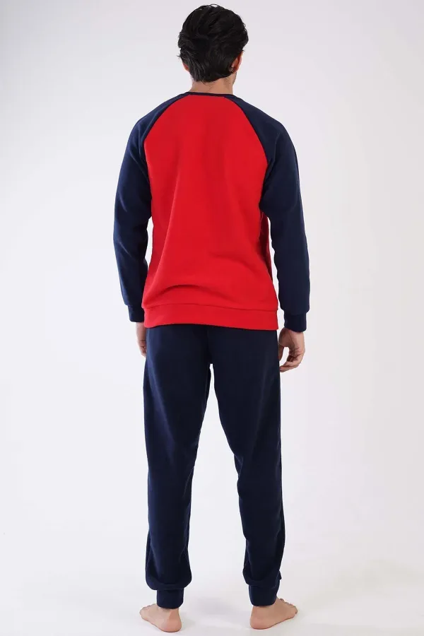 Mısırlı Erkek Polar Uzun Kollu Pijama Takımı Vişne