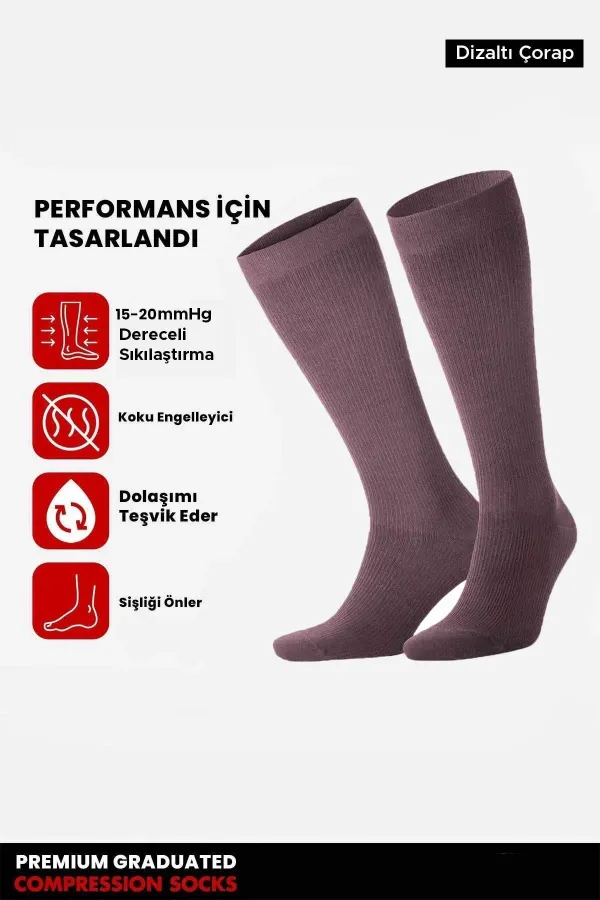 Chaussettes hautes unisexes en coton biologique égyptien pour aviateur et pilote, couleur lavande, avec technologie de serrage spéciale