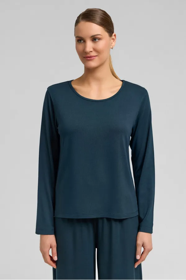 Kadın Örme Uzun Kol Tişört Antrasit