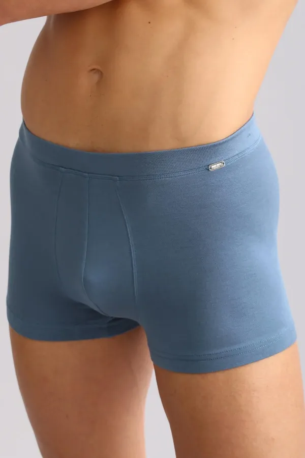 Boxer ZEUS LUXURY en coton biologique égyptien, coupe classique, emblème métallique, bleu marine