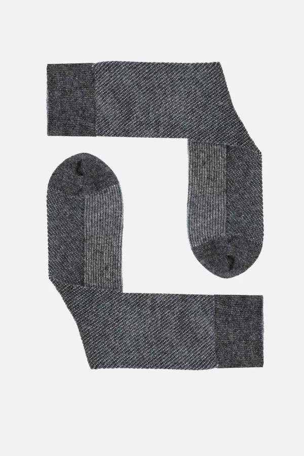 Mısırlı Erkek Kuzu Yünü (Lambswool) Tekli Soket Çorap Füme