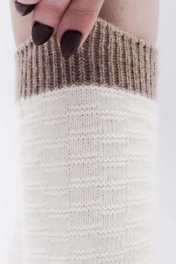 Mısırlı Kadın Koyun Yünü Tekli Soket Çorap Ekru