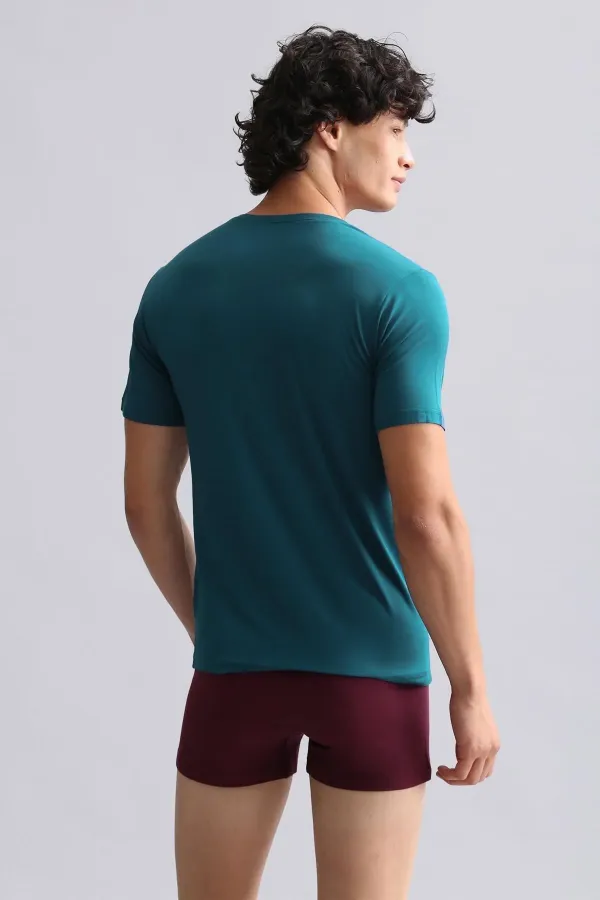 Mısırlı Modal By TENCEL HERCULES Slim Fit V Yaka Fanila / T-Shirt Fit Green