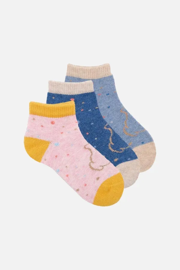 Chaussettes-chaussons bébé unisexes en coton égyptien, 3 paires, multicolores