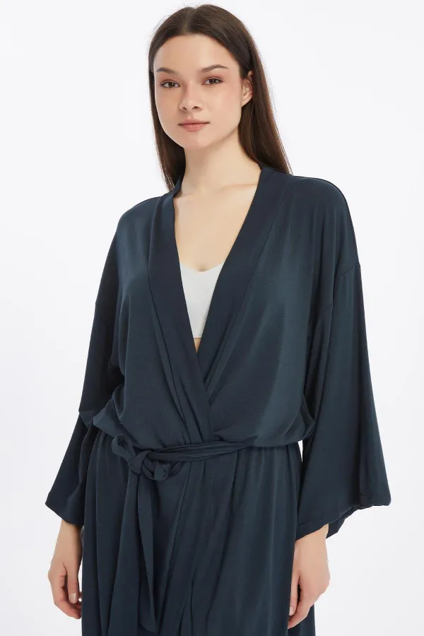 Robe longue en viscose égyptienne anthracite