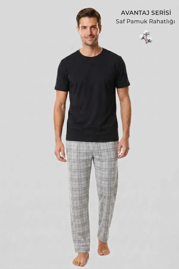 Mısırlı Erkek Pamuk Ekoseli Alt Pijama Gri Mısırlı Erkek Pamuk Ekoseli Alt Pijama Gri