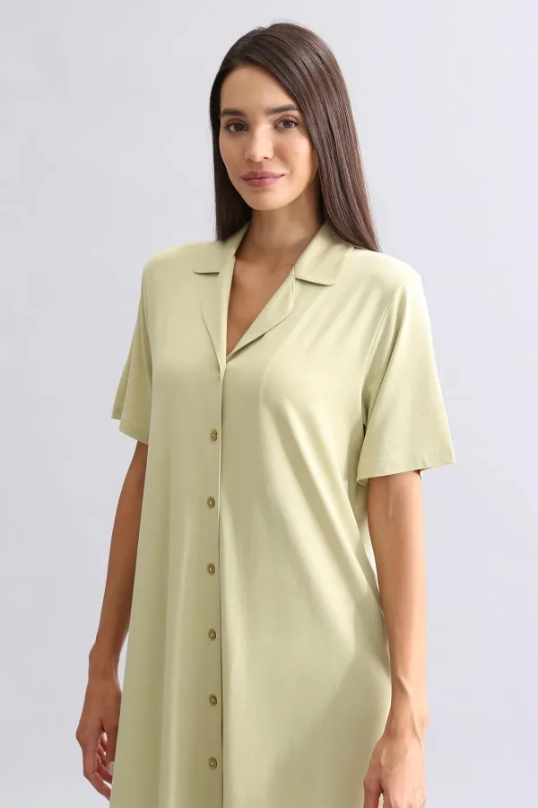 Chemise de nuit égyptienne en bambou vert sauge