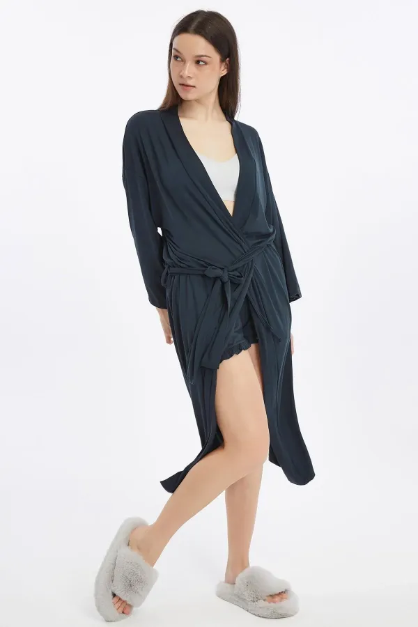 Robe longue en viscose égyptienne anthracite