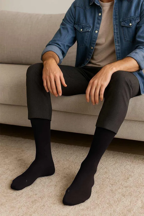 Chaussettes ergonomiques à une seule chaussette en modal pour homme, marron, de fabrication égyptienne