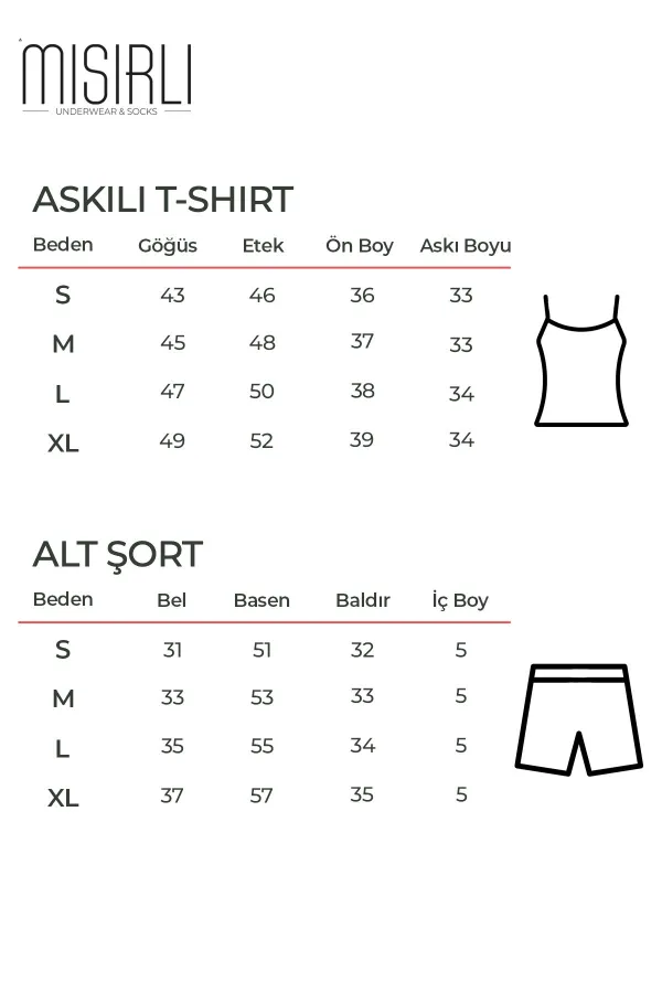 Pamuklu Askılı Tişört Şort Takım AÇIK MAVİ