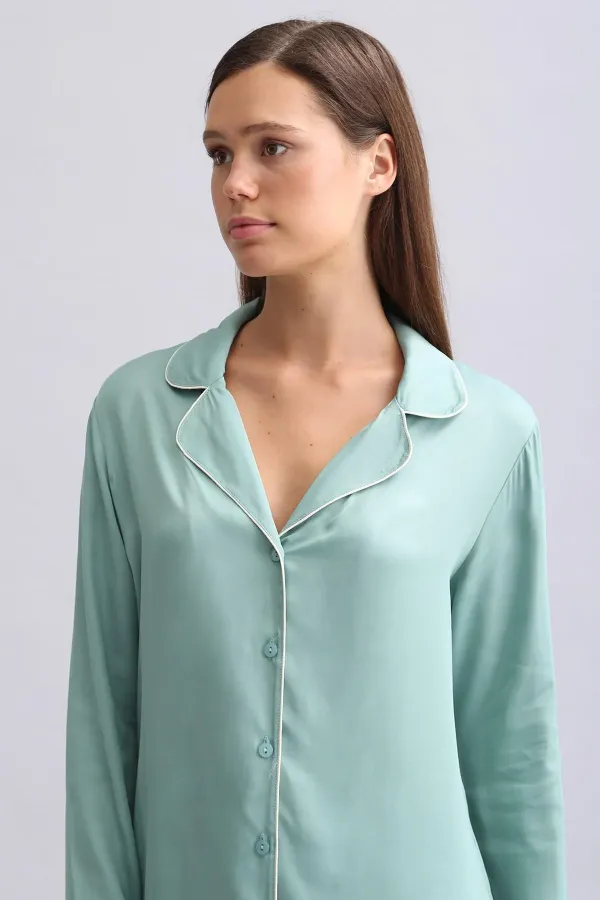 Ensemble de pyjama en bambou pour femme, style égyptien, vert clair