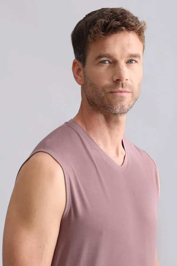 Mısırlı BAMBU ZEUS Regular Fit V Yaka Sporcu Atlet / T-Shirt Lavender