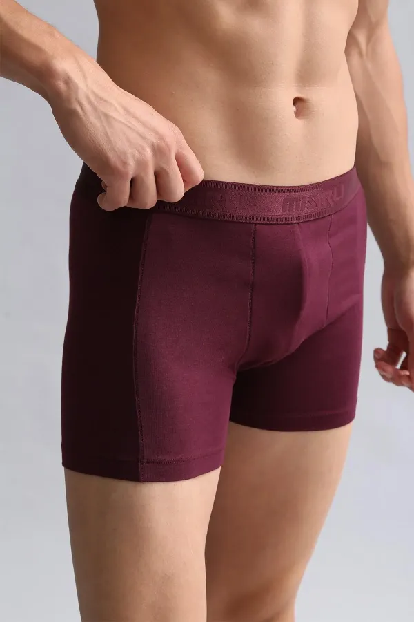 Mısırlı Modal By TENCEL Compact Cotton Classic Boxer Shorts, Burgundy