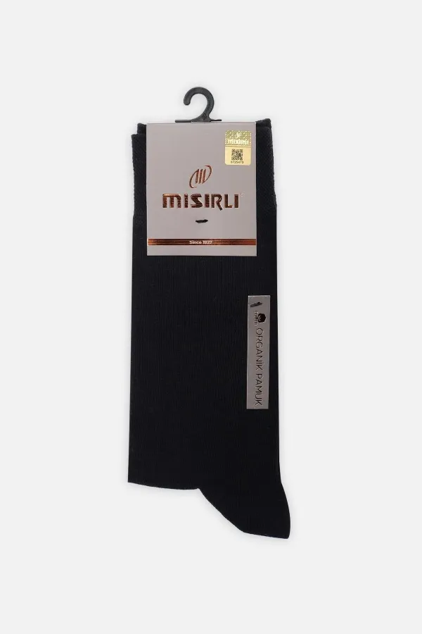 Mısırlı Erkek Organik Pamuklu Tekli Soket Çorap Siyah