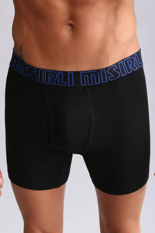 Mısırlı Modal By TENCEL SPARTACUS PERFORMANCE Long Boxer Mavi Lastikli Siyah