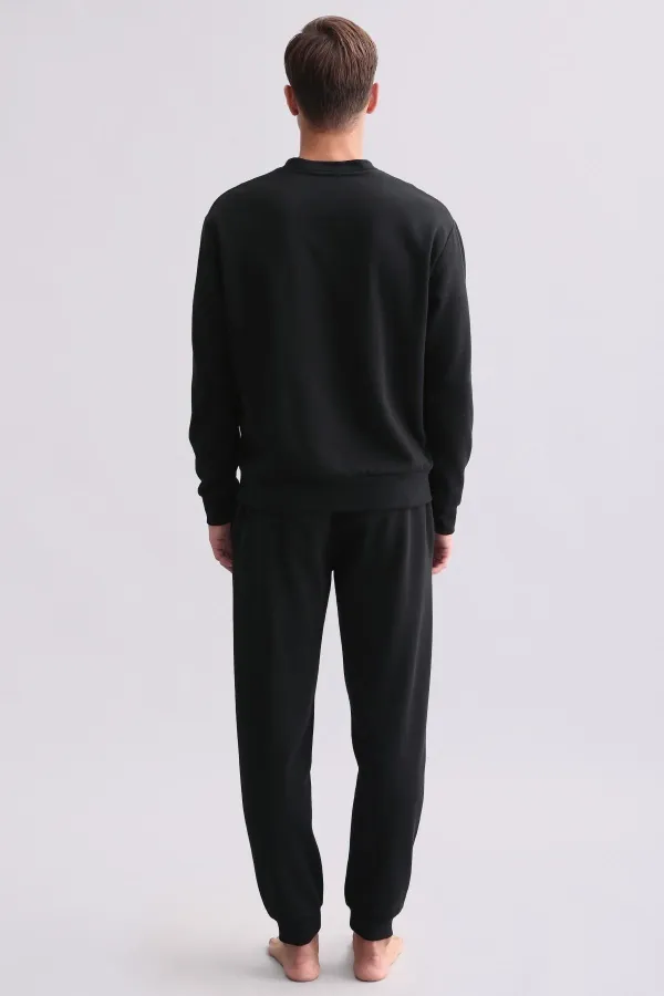 Ensemble pyjama noir à manches longues en coton pour homme, d'origine égyptienne.