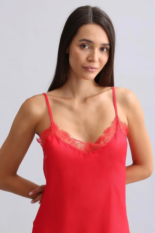 Mısırlı Kadın Bambu Şort Takımı Kırmızı