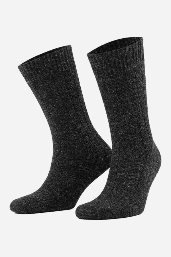 Mısırlı Men's Alpaca Wool 2 Pairs Ankle Socks Grey/Anthracite