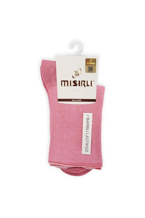 Mısırlı Kadın Bambu Tekli Diabetiker Lastiksiz Soket Çorap Pembe