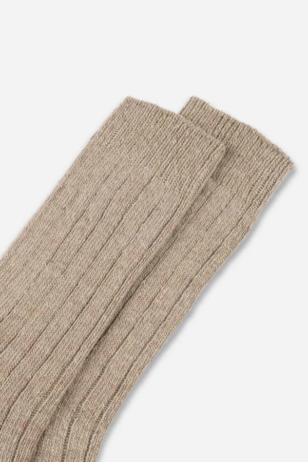 Mısırlı Men's Alpaca Wool 2 Pairs Ankle Socks Beige/Brown