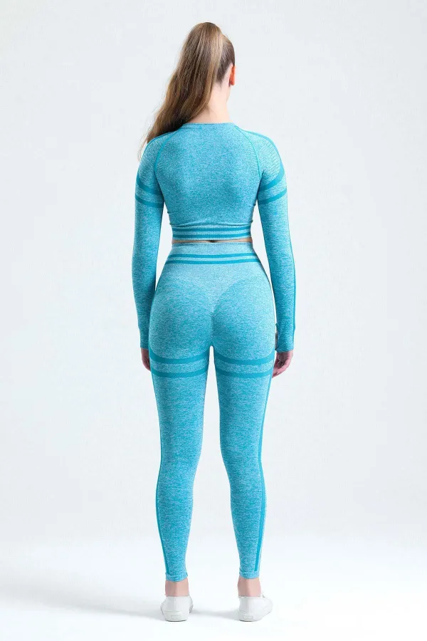Mısırlı Kadın Kalça Toparlayıcı Çemberli Crop-Tayt Takım Petrol Yeşili