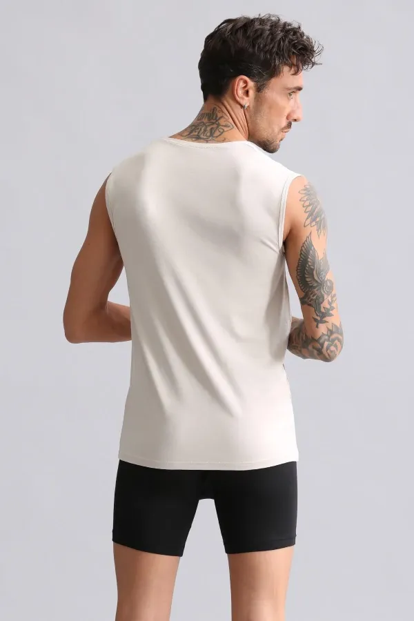 Mısırlı Modal By TENCEL HERCULES Slim Fit Bisiklet Yaka Sporcu Atlet / T-Shirt Toprak Bej