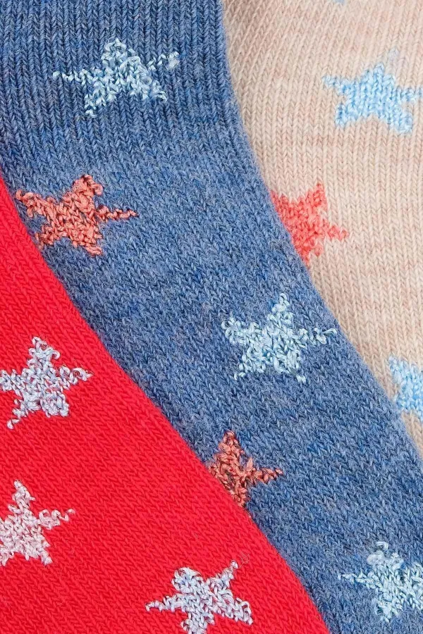 Chaussettes bottines bébé unisexes en coton égyptien, motif étoiles, lot de 3 paires