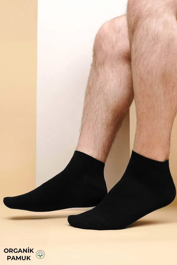 Coffret de 7 paires de chaussettes courtes pour homme en coton biologique, noires