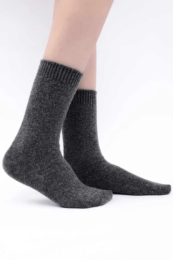 Mısırlı Kadın Koyun Yünü Tekli Soket Çorap Füme